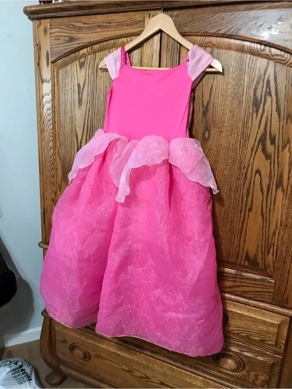 Disney GIRLS 9/10 Princess Aurora Pink Lined Dress Costume Sleeping Beauty